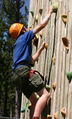 Climbing wall at summer camp