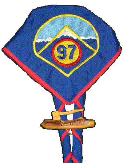 Troop 97 neckerchief with home-made woggle
