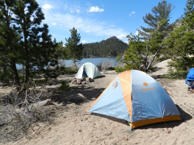 Camping by a lake