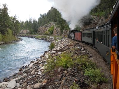 Riding the D&SNG steam train