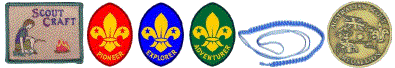 Scoutcraft badge, Pioneer/Explorer/Adventurer target badges; cord; Australian Scout Medallion